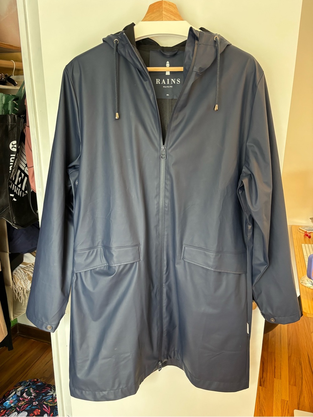 RAINS Rain Jacket Navy Blue Unisex M/L
